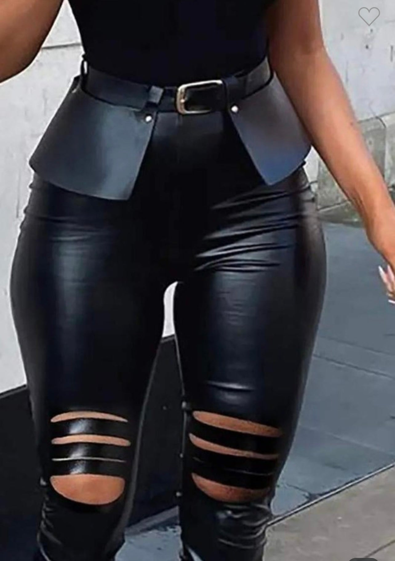 High waist liquid leggings with belt